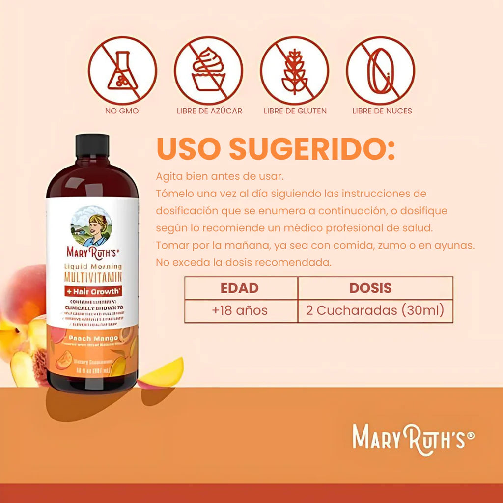 Maryruth's Multivitamínico Líquido + Crecimiento Del Cabello