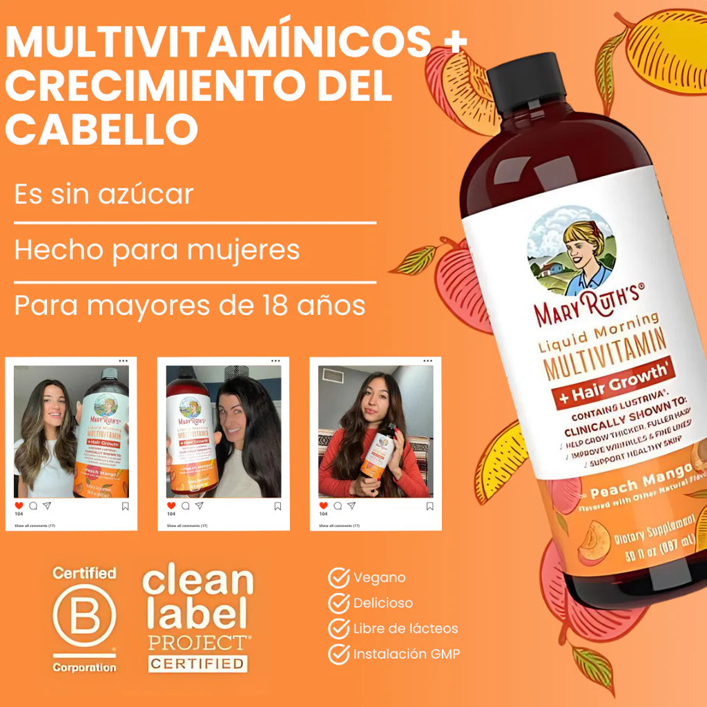 Maryruth's Multivitamínico Líquido + Crecimiento Del Cabello