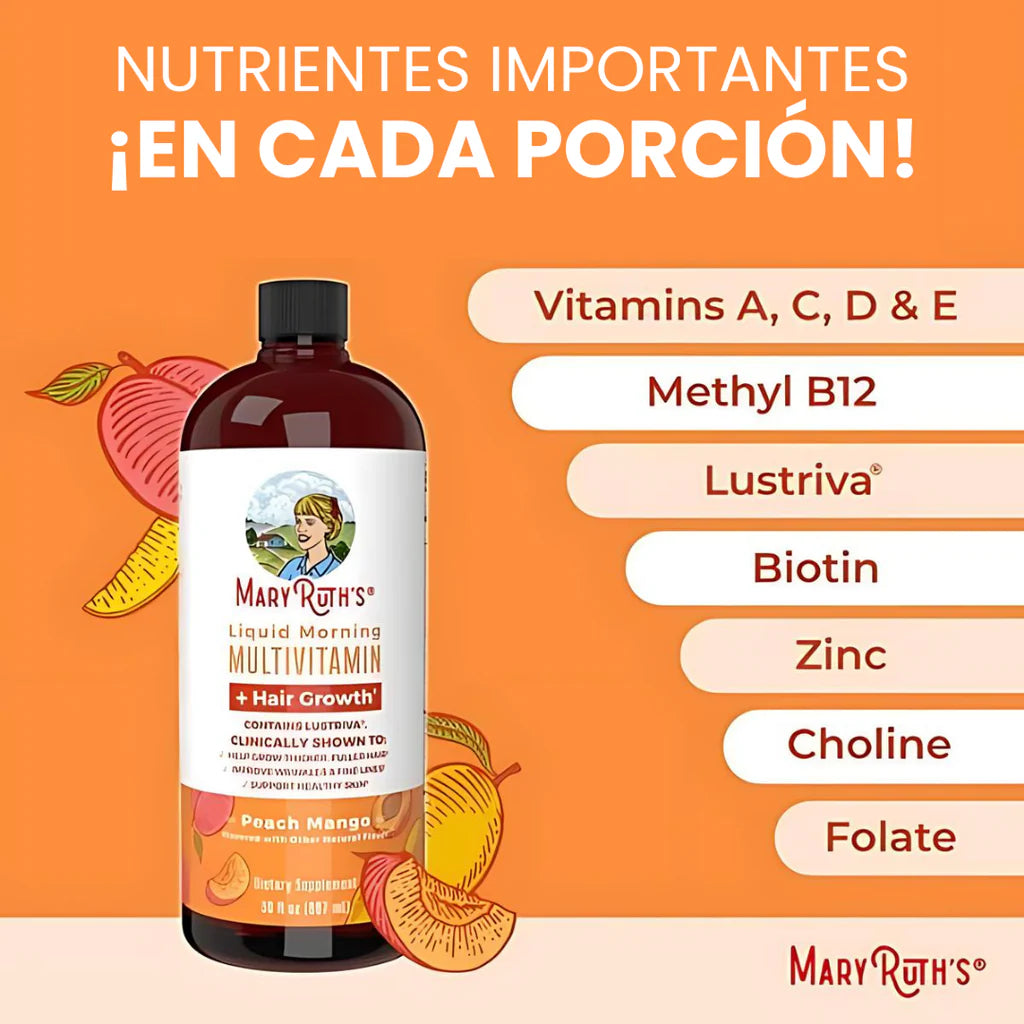 Maryruth's Multivitamínico Líquido + Crecimiento Del Cabello